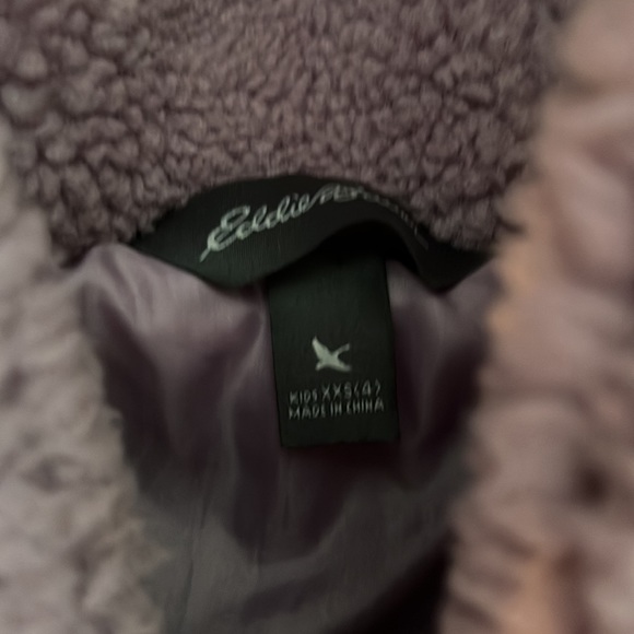 Eddie Bauer lavender Sherpa hooded jacket size 4 XXS - Picture 2 of 3